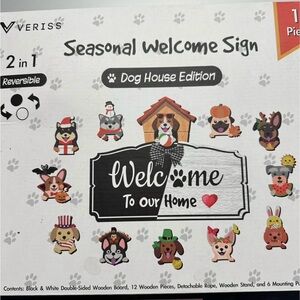 Veriss Seasonal Welcome Sign with Dog House Edition